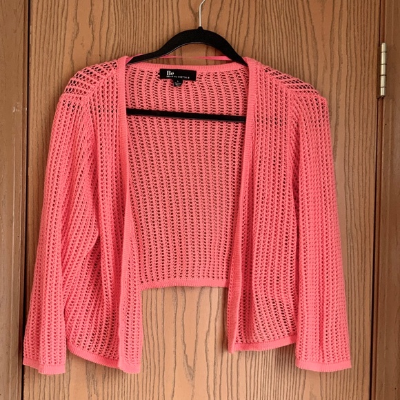 BE BY CHETTA SHORT LIGHTWEIGHT SHRUG SWEATER SIZE L ORANGE 3/4 SLEEVE - Picture 1 of 6